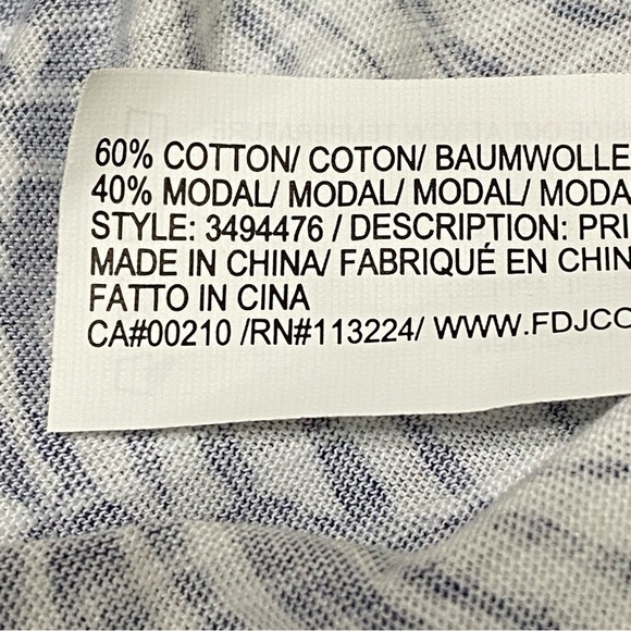 FDJ Seashell Print V-Neck Top Navy White Smocked Cuff Lightweight Blouse Small - Picture 8 of 10